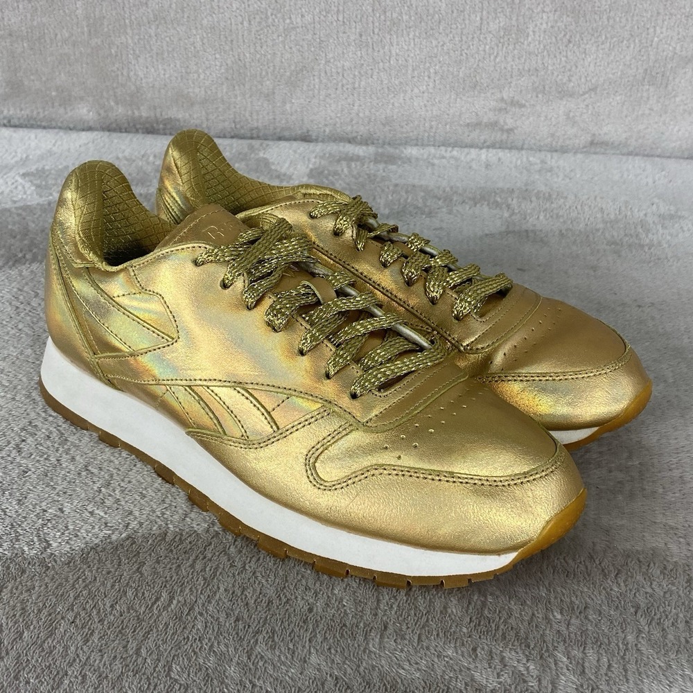 Reebok Classic DC Wonder Woman Shoes Mens 8.5 Women 10 Gold Metallic Leather